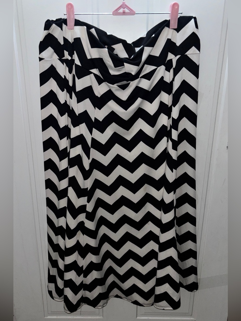 Black & White 2x Chevron Maxi Skirt MADE IN USA